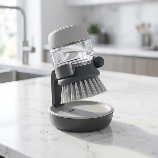 Soap Dispenser Dish Brush with Storage Bracket & Drainage Base TH