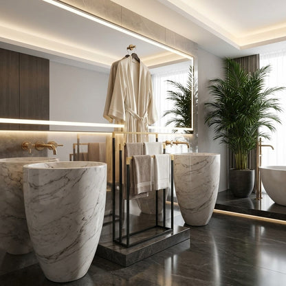 Bathroom Solutions Handdoekrek 45x23x85 cm Metaal/Bamboe/Zwart