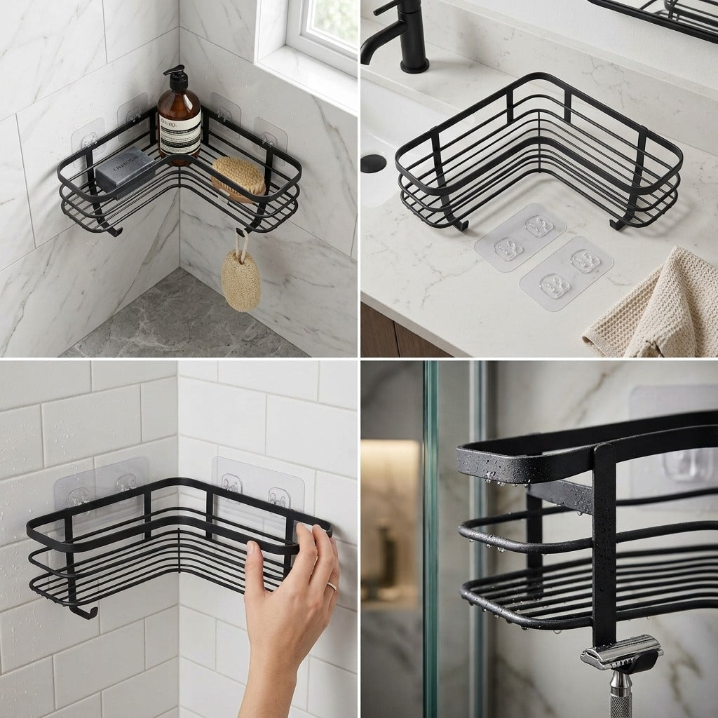 Metaltex Doucherek 25x25x13 cm Zwart/Metaal
