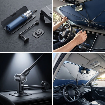 Auto Zonnescherm Windscherm Paraplu met 360° Draaibare Buigbare Handgreep