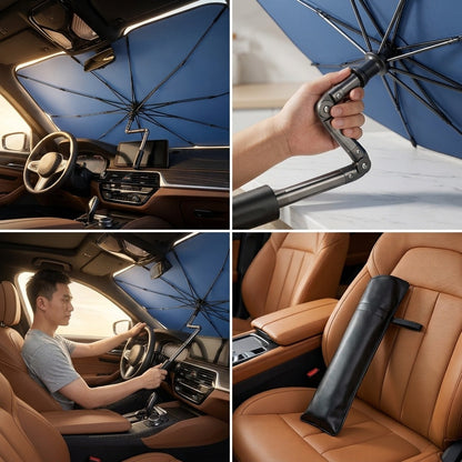 Auto Zonnescherm Windscherm Paraplu met 360° Draaibare Buigbare Handgreep