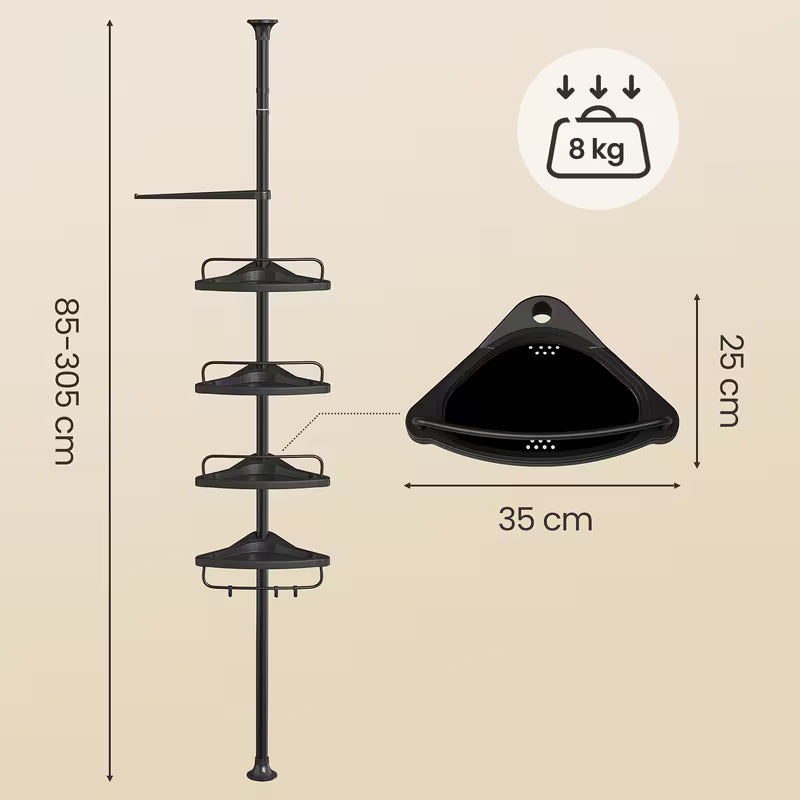 4-Tier Adjustable Bathroom Shower Shelf – Space Saving Organizer